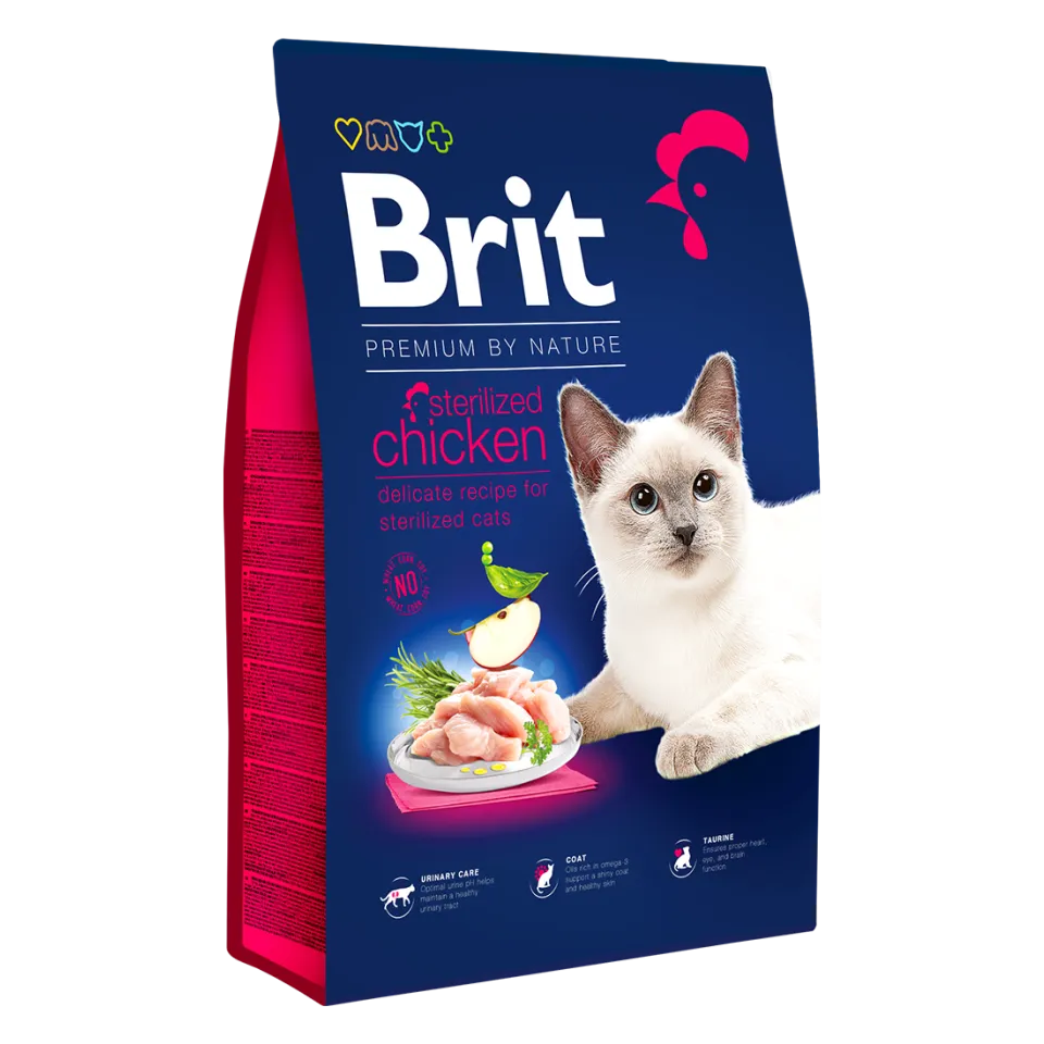 غذای خشک گربه عقیم شده بریت مرغ |Brit Premium Sterilized Adult Chicken 1.5kg