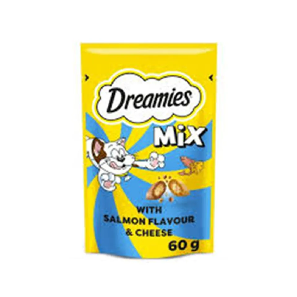 تشویقی گربه دریمیز حاوی ماهی و پنیر | Dreamies Cat Treat with Salmon & Cheese 60g
