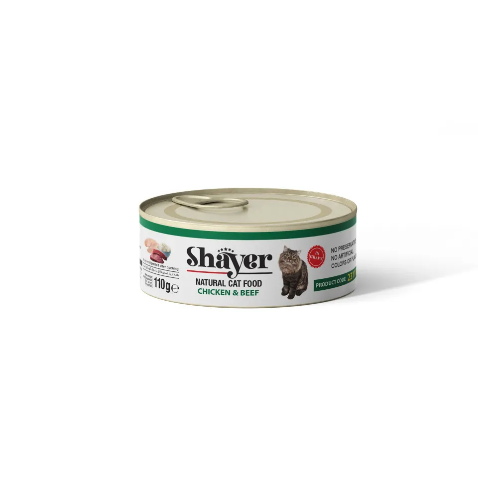 کنسرو نچرال گربه شایر مرغ و گوشت : Shayer Chicken & Beef