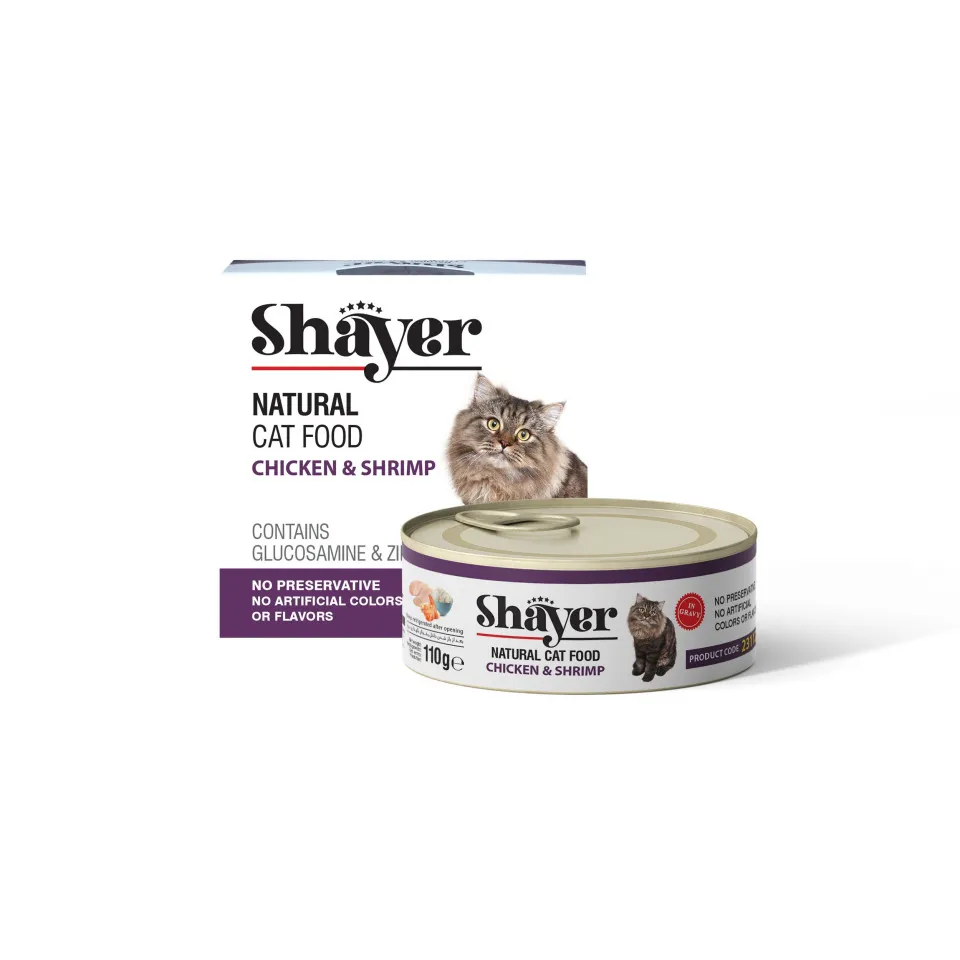 کنسرو نچرال گربه شایر مرغ و میگو : Shayer Chicken & Shrimp