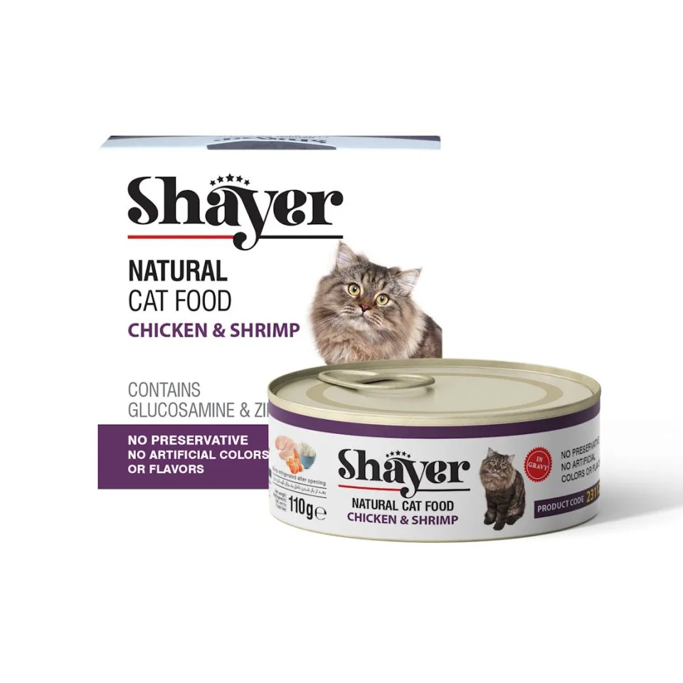 کنسرو نچرال گربه شایر مرغ و میگو : Shayer Chicken & Shrimp