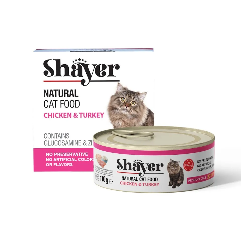 کنسرو نچرال گربه شایر مرغ و بوقلمون : Shayer Chicken and Tureky