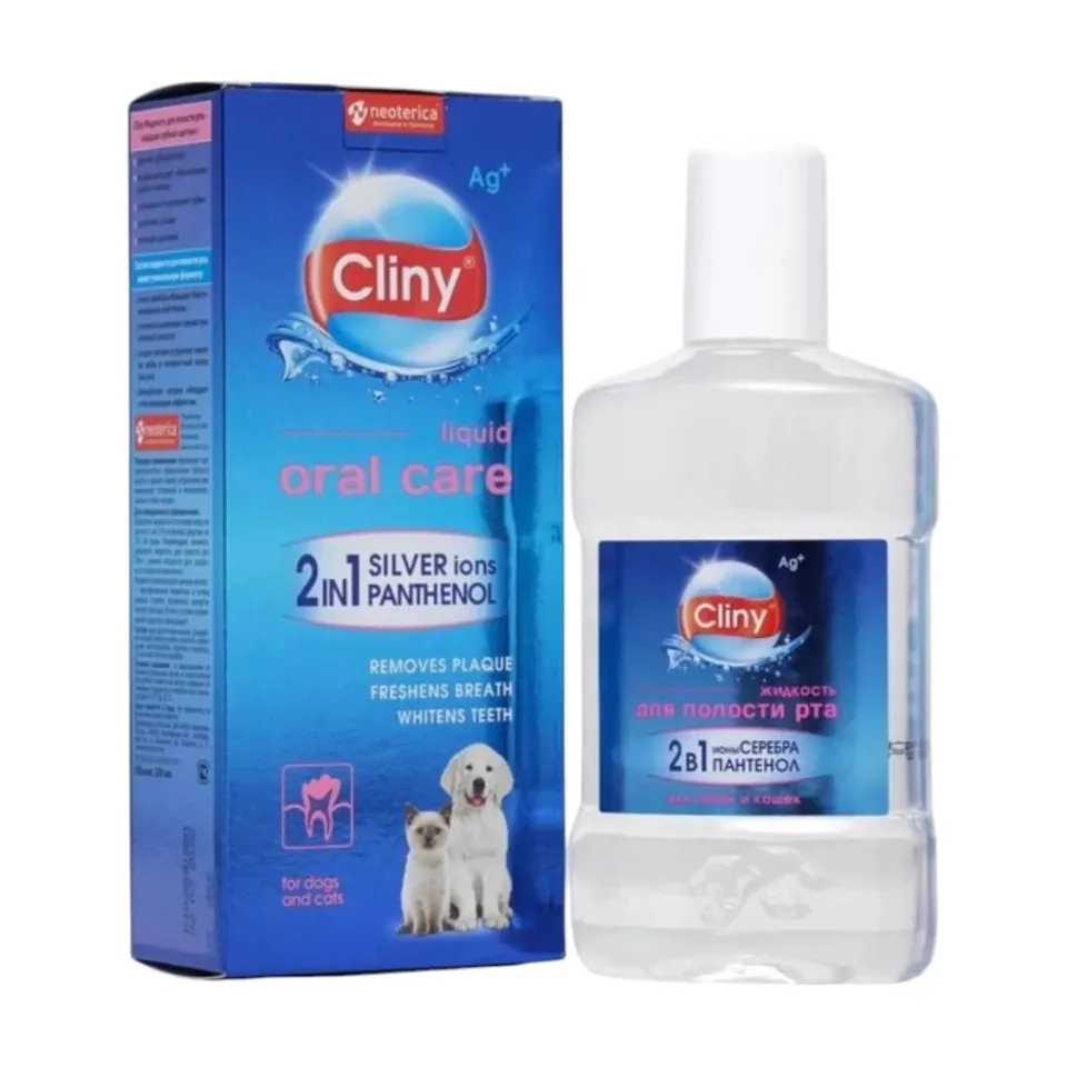 محلول دهانشویه ضد پلاک دندانی سگ و گربه کلینی Cliny Oral Care