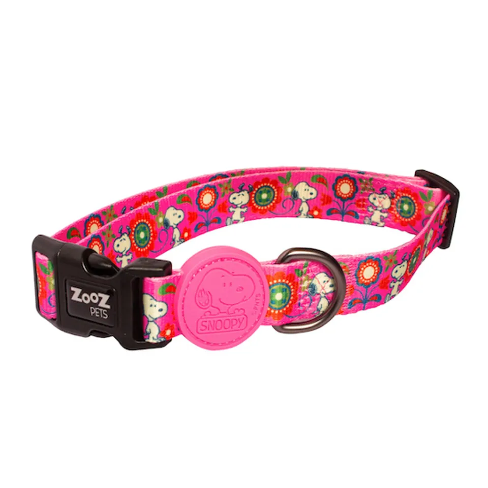 قلاده گردنی اسنوپی گل صورتی : Zooz Collar Snoopy Pink Flower