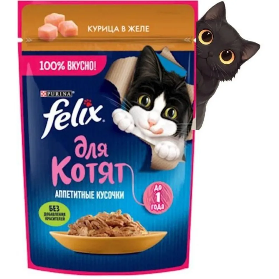 پوچ بچه گربه فلیکس مرغ Felix Junior Chicken