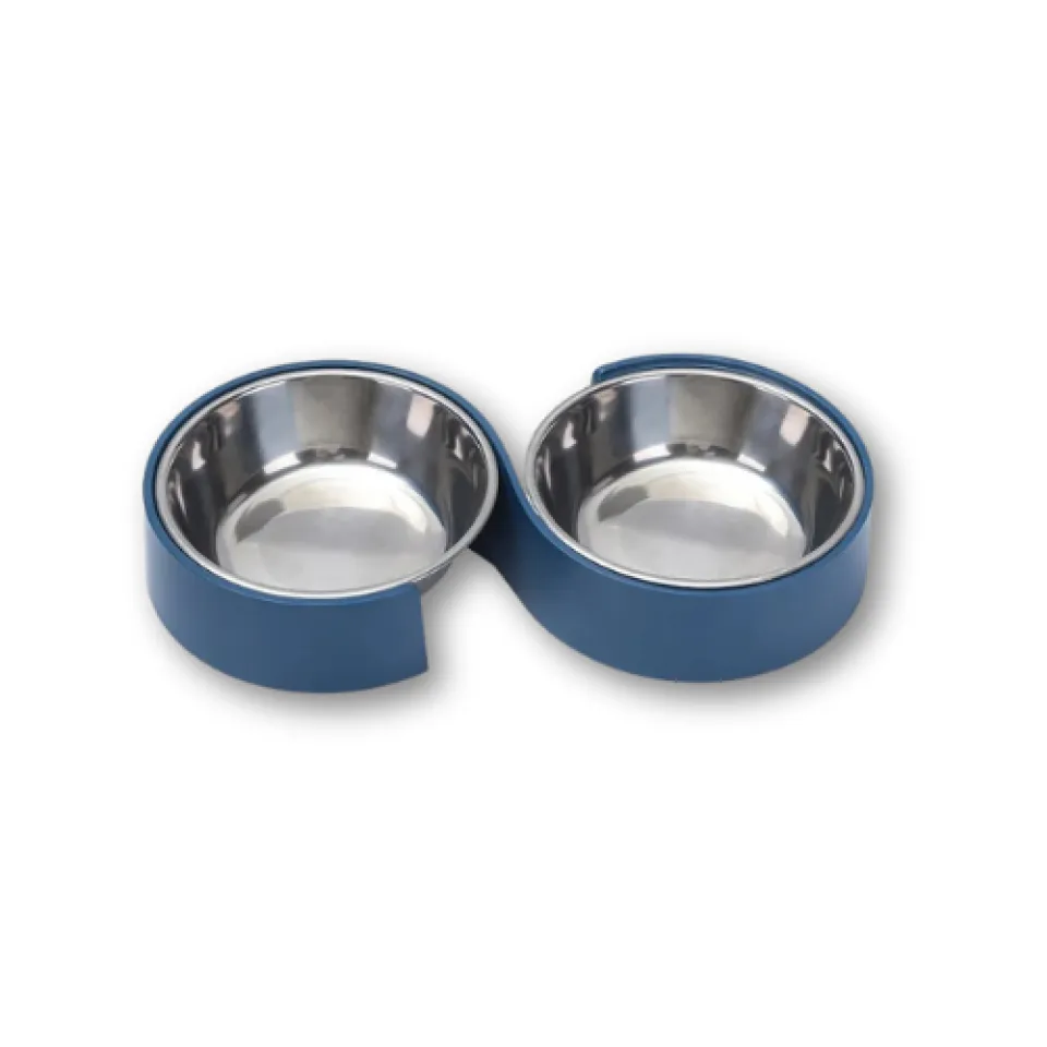 ظرف استیل دوقلو طرح S Saas Dual Feeding bowl