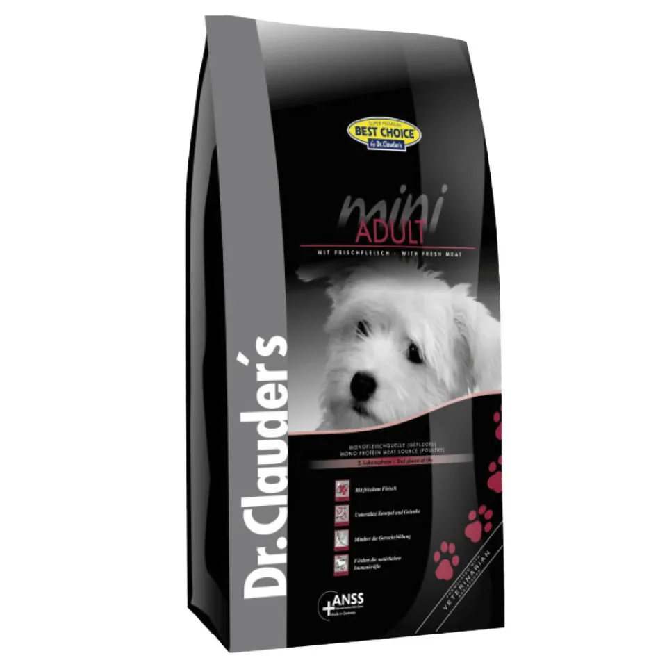 غذای خشک سگ دکتر کلادرز مخصوص سگ بالغ نژاد کوچک حاوی گوشت مرغ :: Dr. Clauder's Best Choice Mini Adult with Fresh Meat
