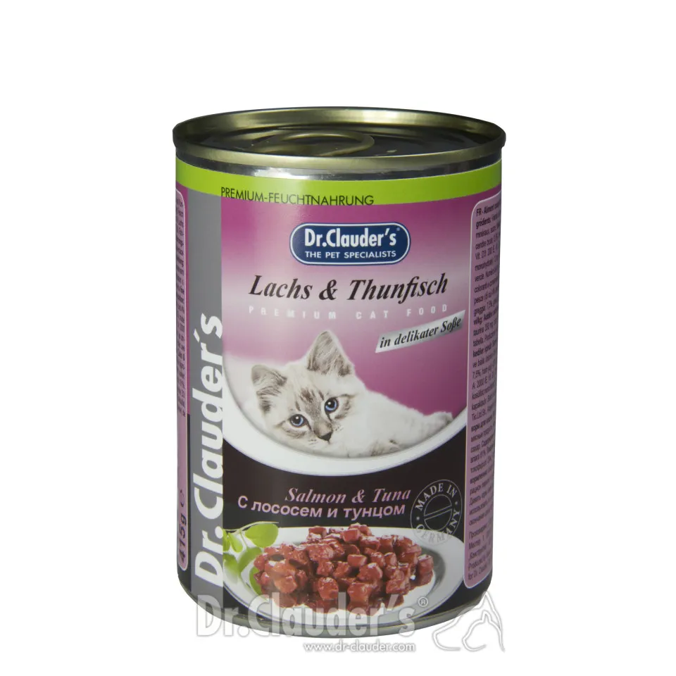 کنسرو دکتر کلادرز حاوی ماهی سالمون و تن :: Dr. Clauder's Premium Katze Lachs & Thunfisch