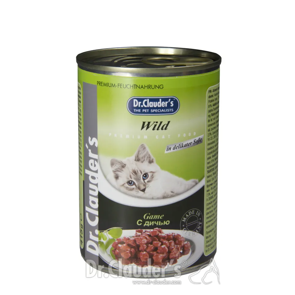 کنسرو گربه دکتر کلادرز حاوی گوشت شکار :: Dr. Clauder's Premium Katze Wild