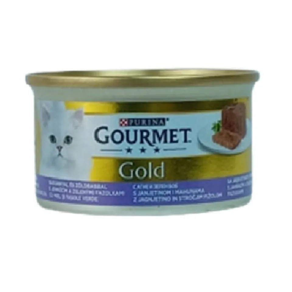 کنسرو گربه گورمه گلد بره و نخودفرنگی Purina Gourmet gold Lamb & Green Beans 85g