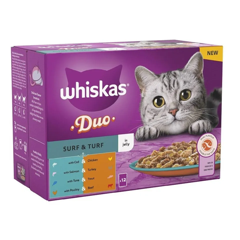  پک پوچ گربه ویسکاس گوشت و ماهی در ژله Whiskas Surf & Turf in Jelly