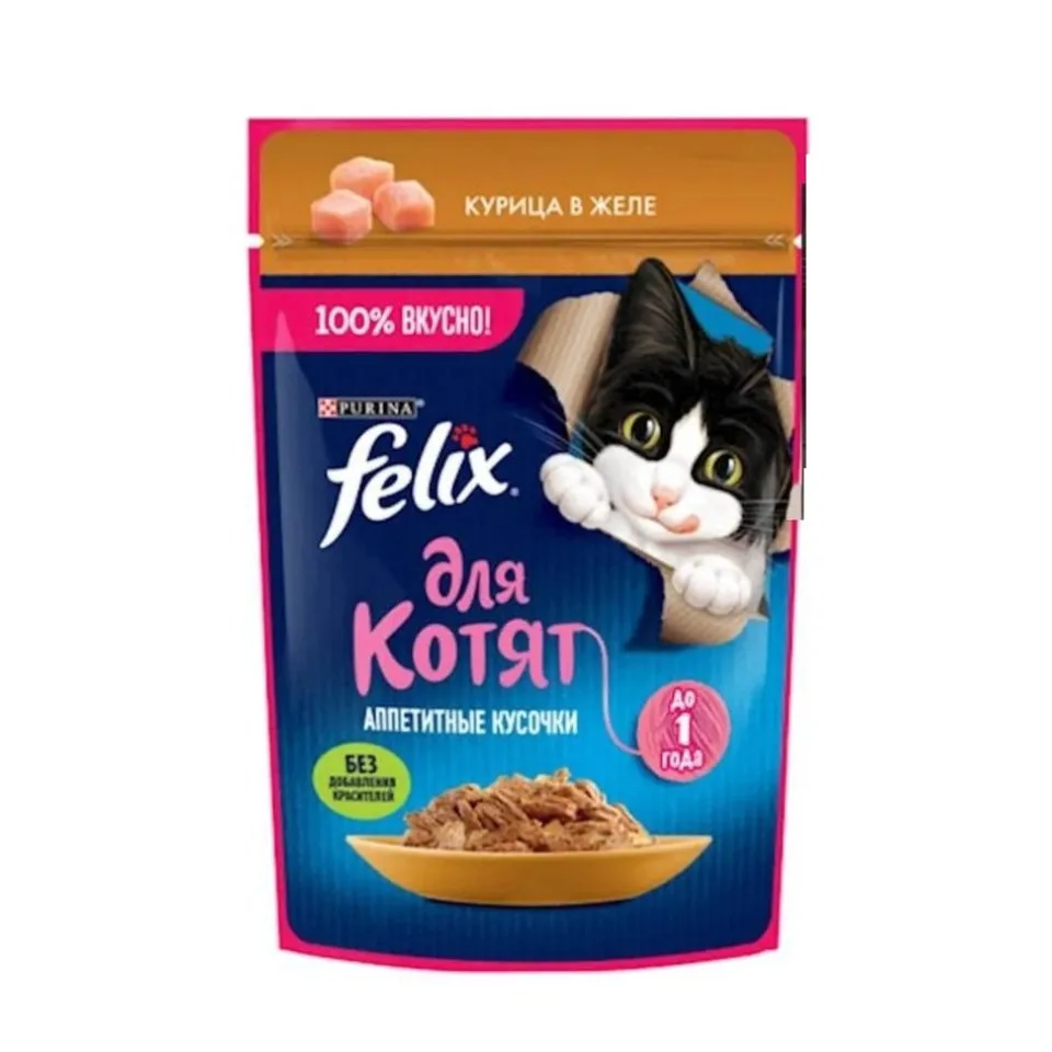 پوچ بچه گربه فلیکس مرغ Felix Junior Chicken