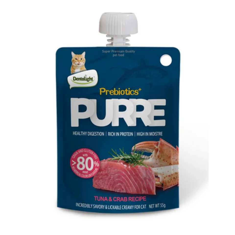 پودینگ گربه دنتالایت ماهی تن و خرچنگ Dentalight Purre Prebiotics Creamy Cat Treats –Tuna & Crab