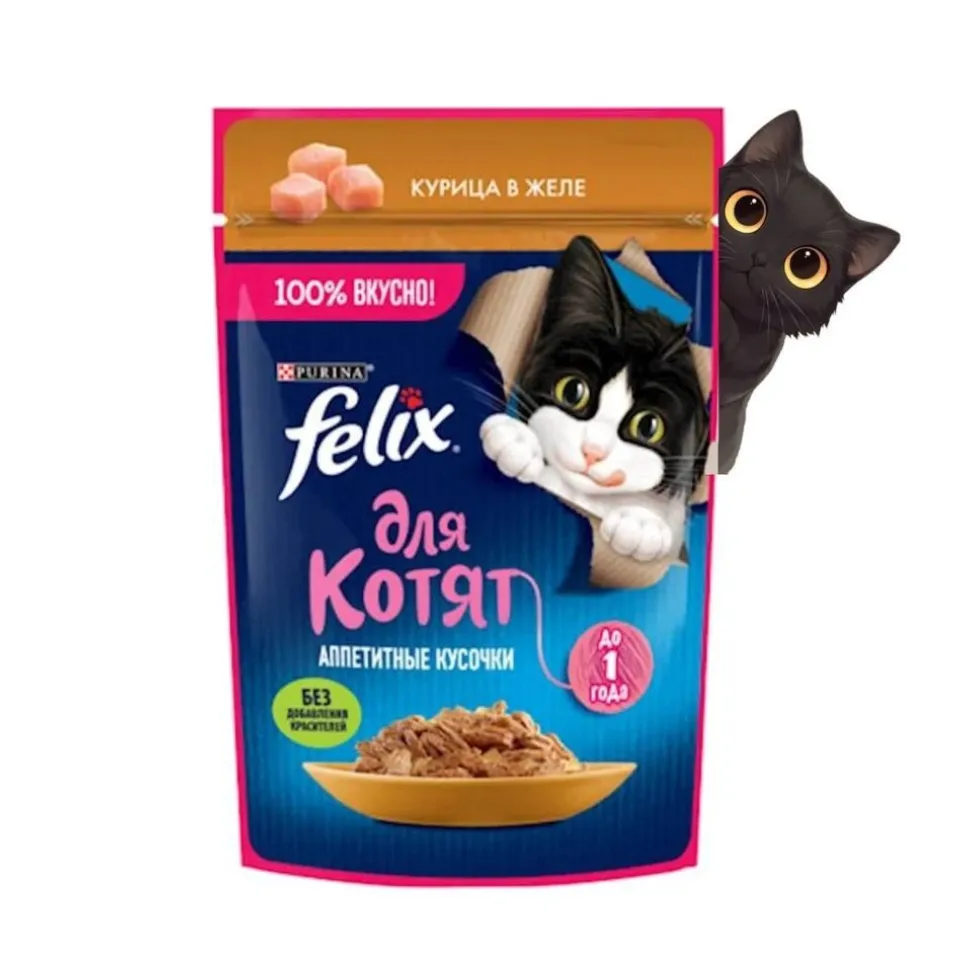 پوچ بچه گربه فلیکس مرغ Felix Junior Chicken