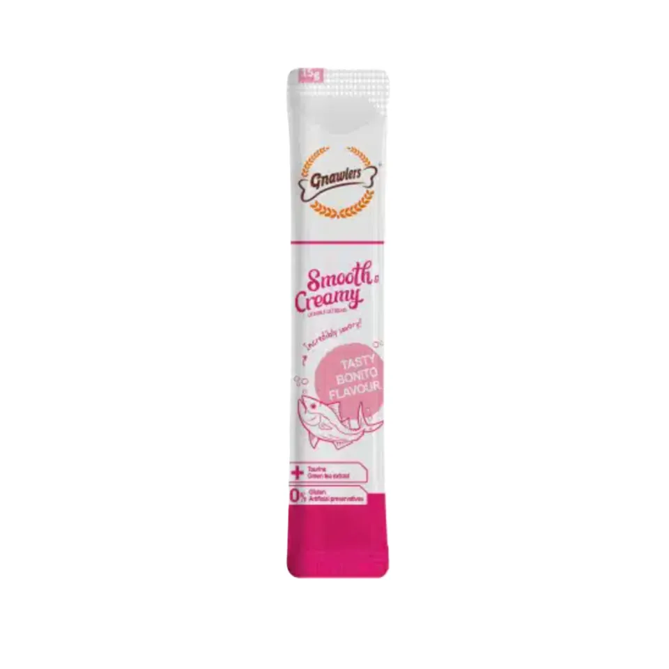 بستنی گربه گنالرز ماهی بونیتو و تورین Gnawlers Smooth & Creamy Bonito Flavour15g