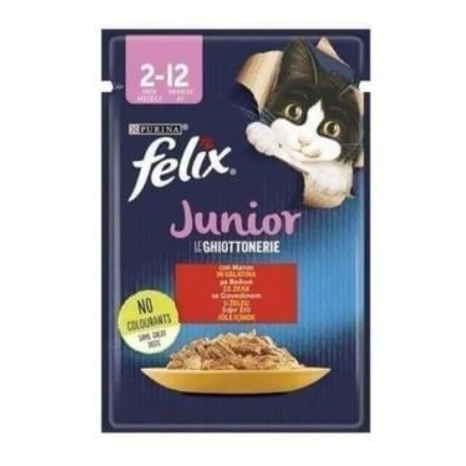 پوچ بچه گربه فلیکس گوشت بیف در ژله Felix Junior Beef