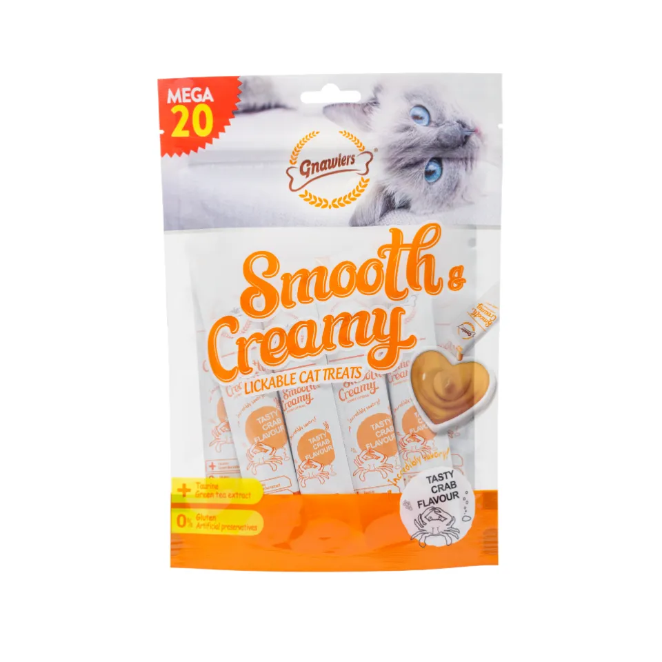 بستنی گربه گنالرز خرچنگ و تورین  Gnawlers Smooth & Creamy Lickable Cat Treat Mix Flavour Mega Pack 15g x 20 pcs
