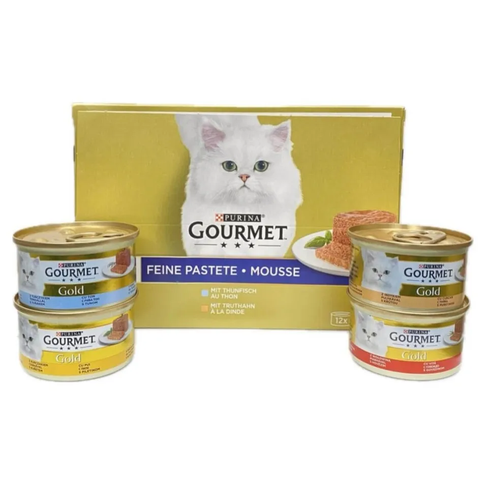 گورمه گلد پک اورجینال 12 عددی چهار طعم ویژه Purina Gourmet Gold Mousse 12 × 85g