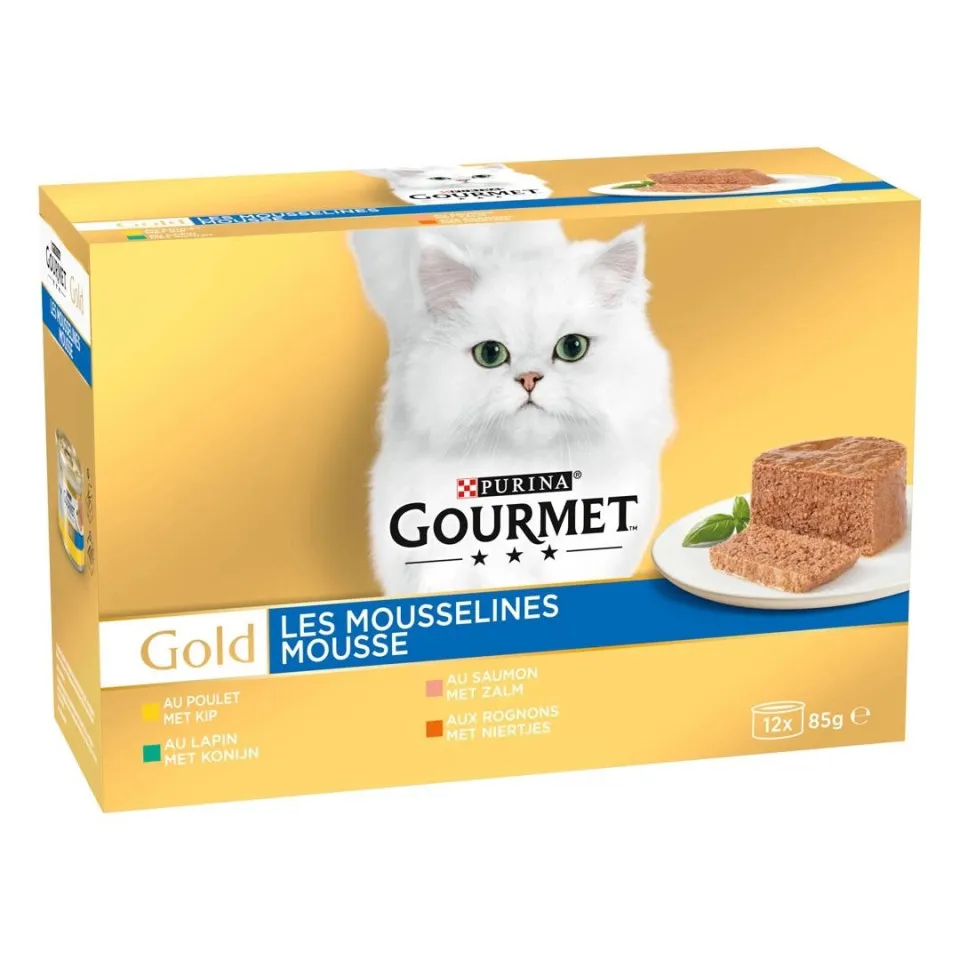 گورمه گلد پک اورجینال 12 عددی چهار طعم ویژه Purina Gourmet Gold Mousse 12 × 85g