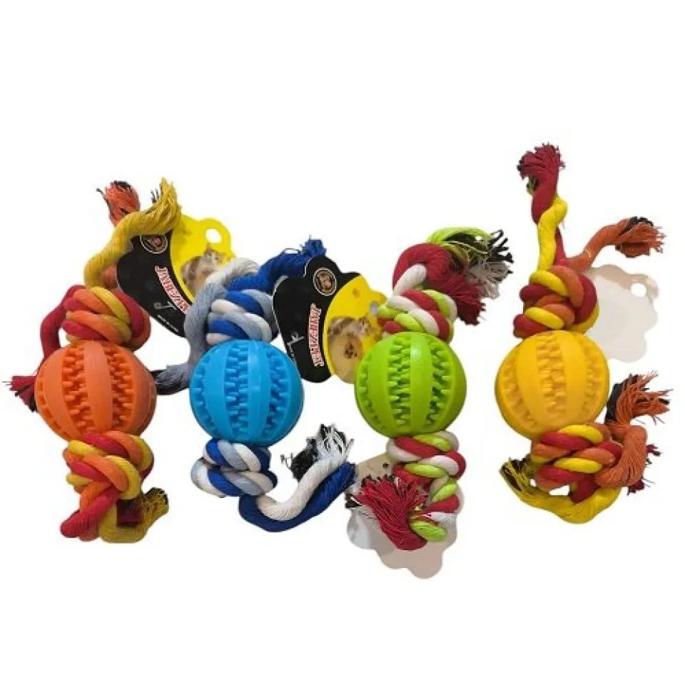 توپ سیلیکونی تشویقی خور سگ و گربه 5 سانت همراه با بند  Treat feeder Pet Ball 5cm With Rope