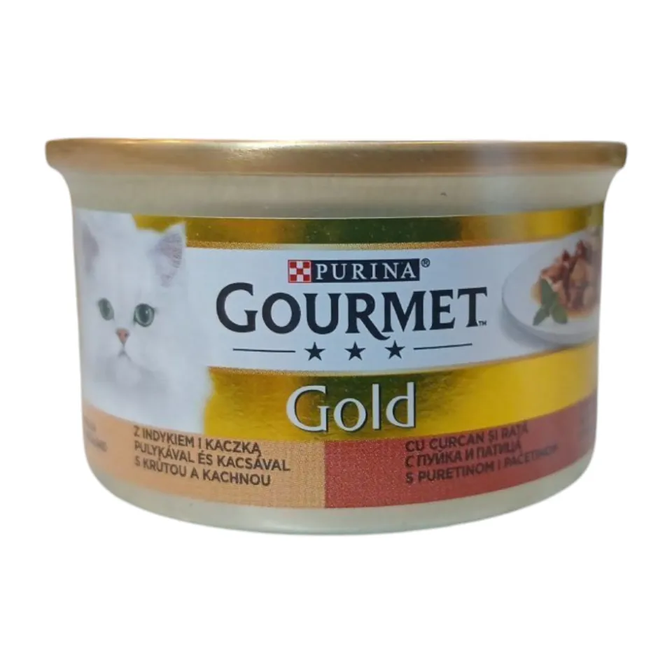 کنسرو گربه گورمه گلد بوقلمون و اردک Gourmet Gold Turkey and Duck