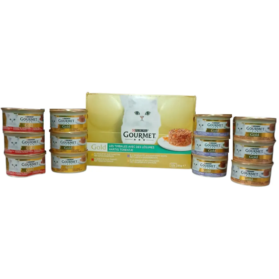 گورمه گلد پک اورجینال 12 عددی چهار طعم ویژه Purina Gourmet Gold Les Timbale Avec Des Legumes Hartig Torentje 12 × 85g
