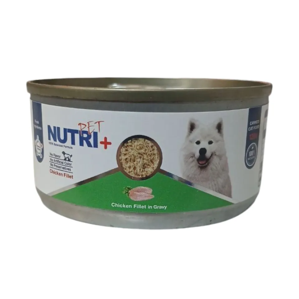 کنسرو سگ نوتری پلاس فیله مرغ در سس گریوی (120 گرم) Nutri Plus Dog Chicken Fillet in Gravy 120g