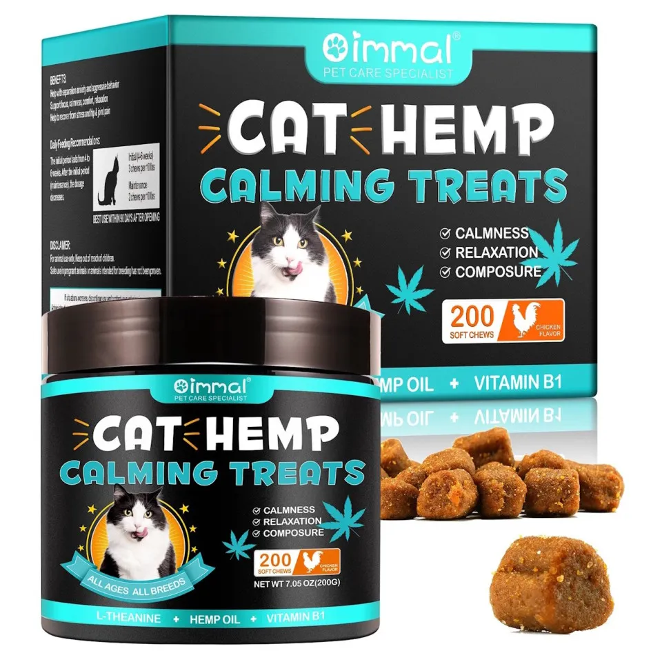 مکمل تشویقی کاهش استرس و آرام بخش گربه Oimmal Cat Hemp Calming Chews