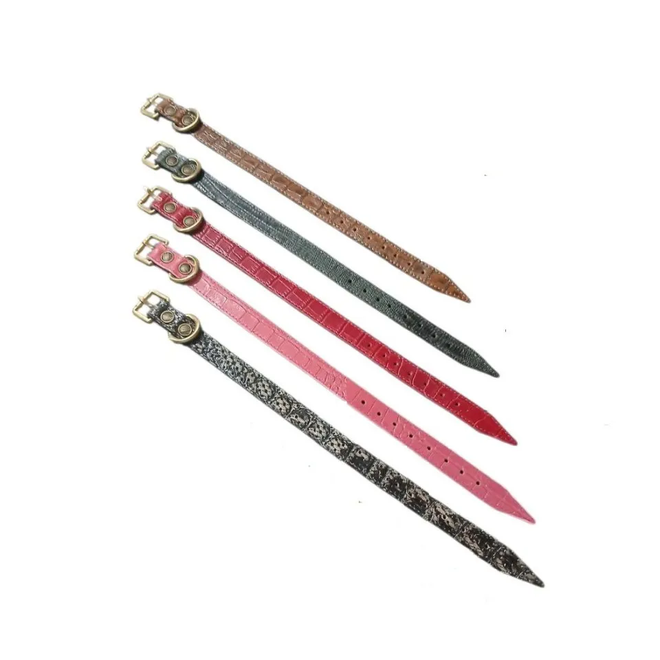 قلاده گردنی چرم سگ طرح پوست ماری سایز متوسط Leather Pet Collar Size M 