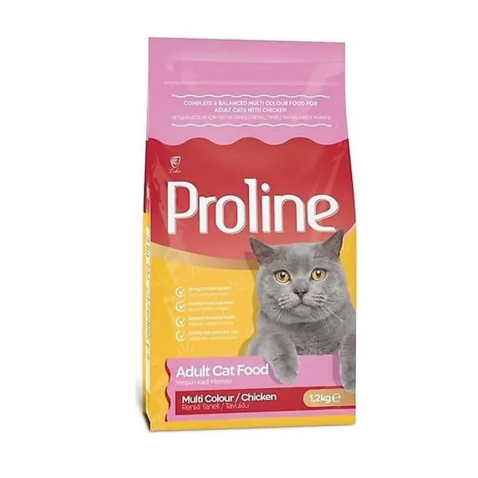 غذا خشک گربه بالغ پرولاین مولتی کالر مرغ ProlineAdult Cat Food Multi Colour Chicken15kg 