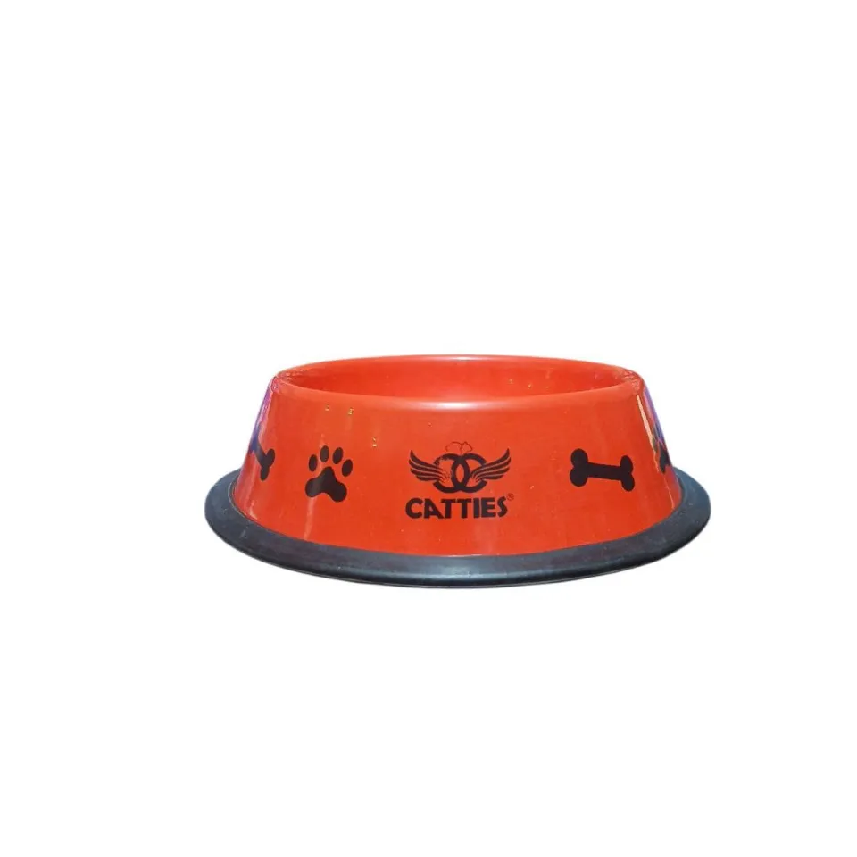 ظرف فلزی لعابدار رنگی CATTIES سایز Catties Bowls for Dogs & Cats M