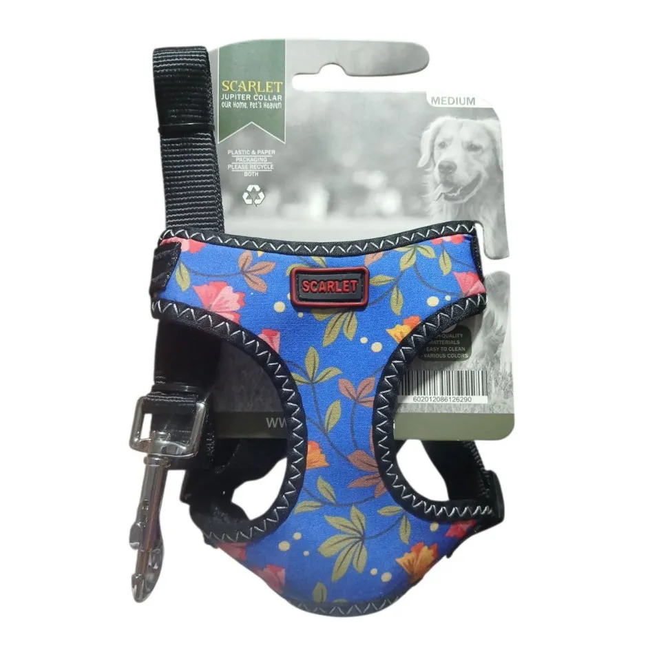 قلاده شکمی سگ کوچک و گربه همراه با بند اسکارلت Scarlet Harness With Band