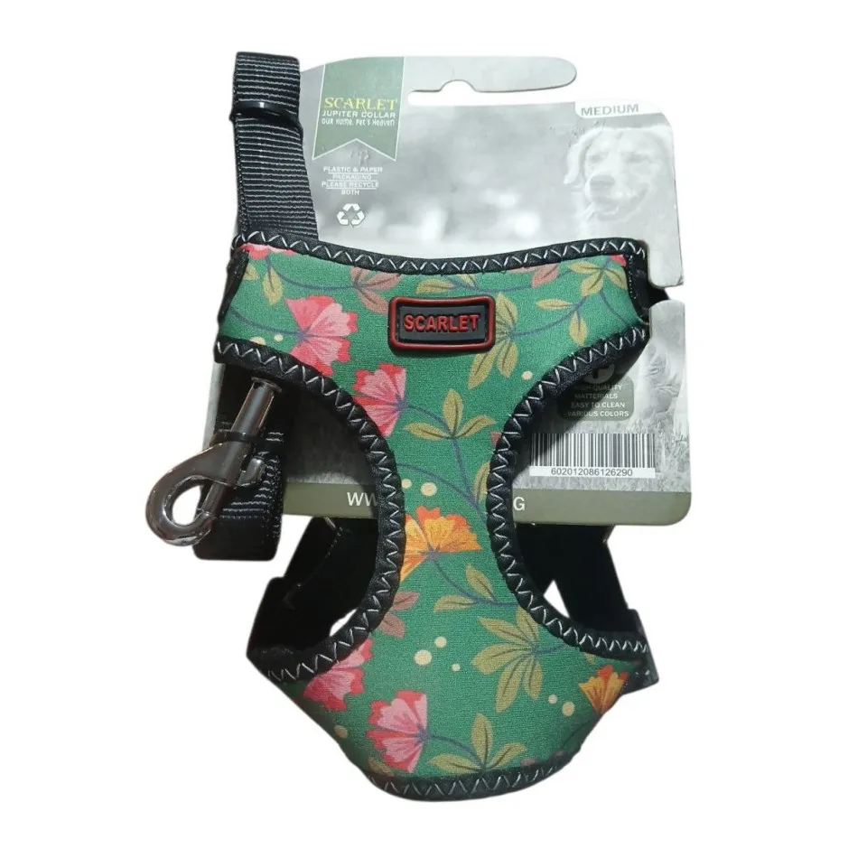 قلاده شکمی سگ کوچک و گربه همراه با بند اسکارلت Scarlet Harness With Band