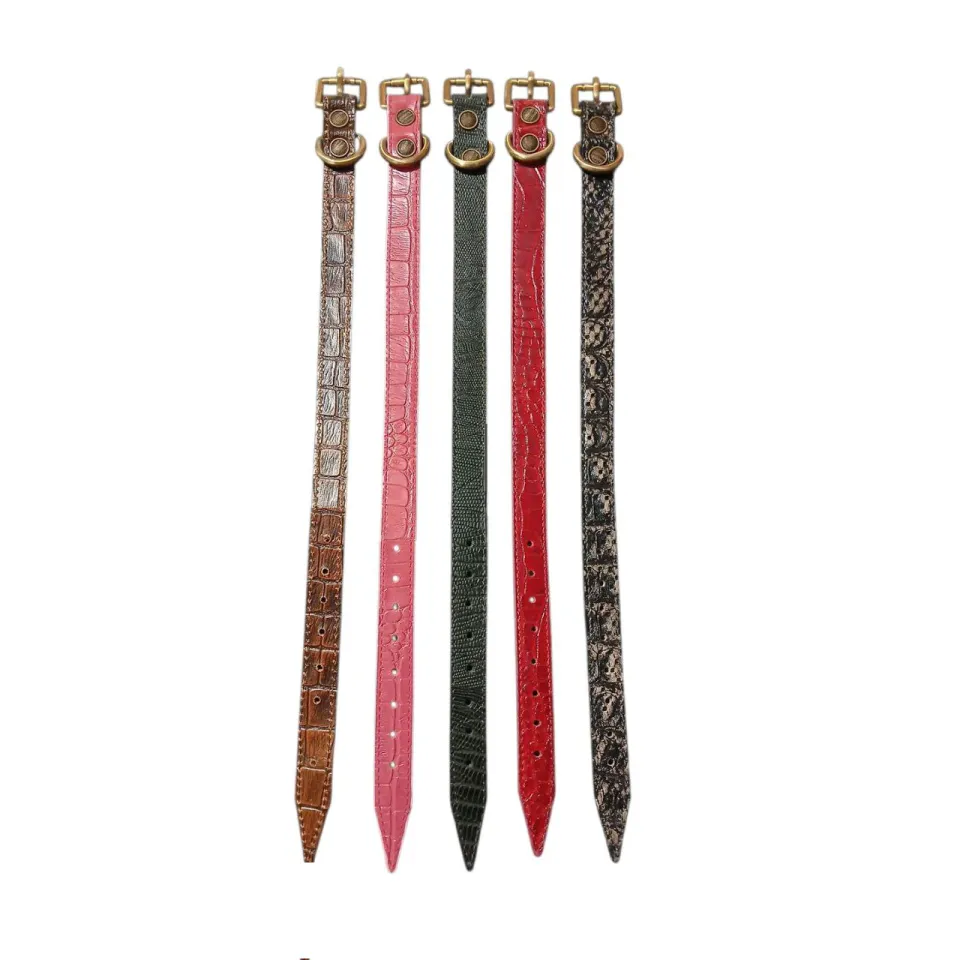 قلاده گردنی چرم سگ طرح پوست ماری سایز متوسط Leather Pet Collar Size M 