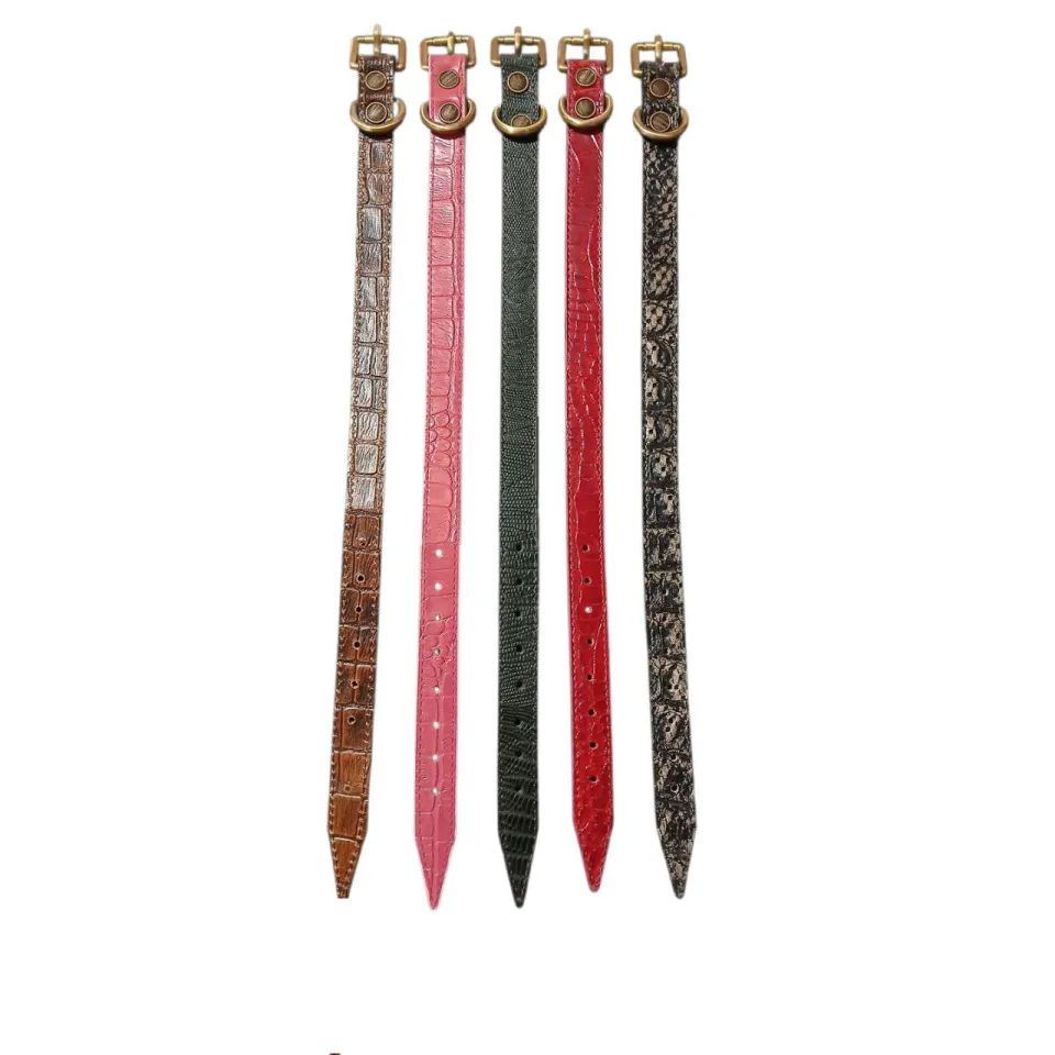 قلاده گردنی چرم سگ طرح پوست ماری سایز متوسط Leather Pet Collar Size M 