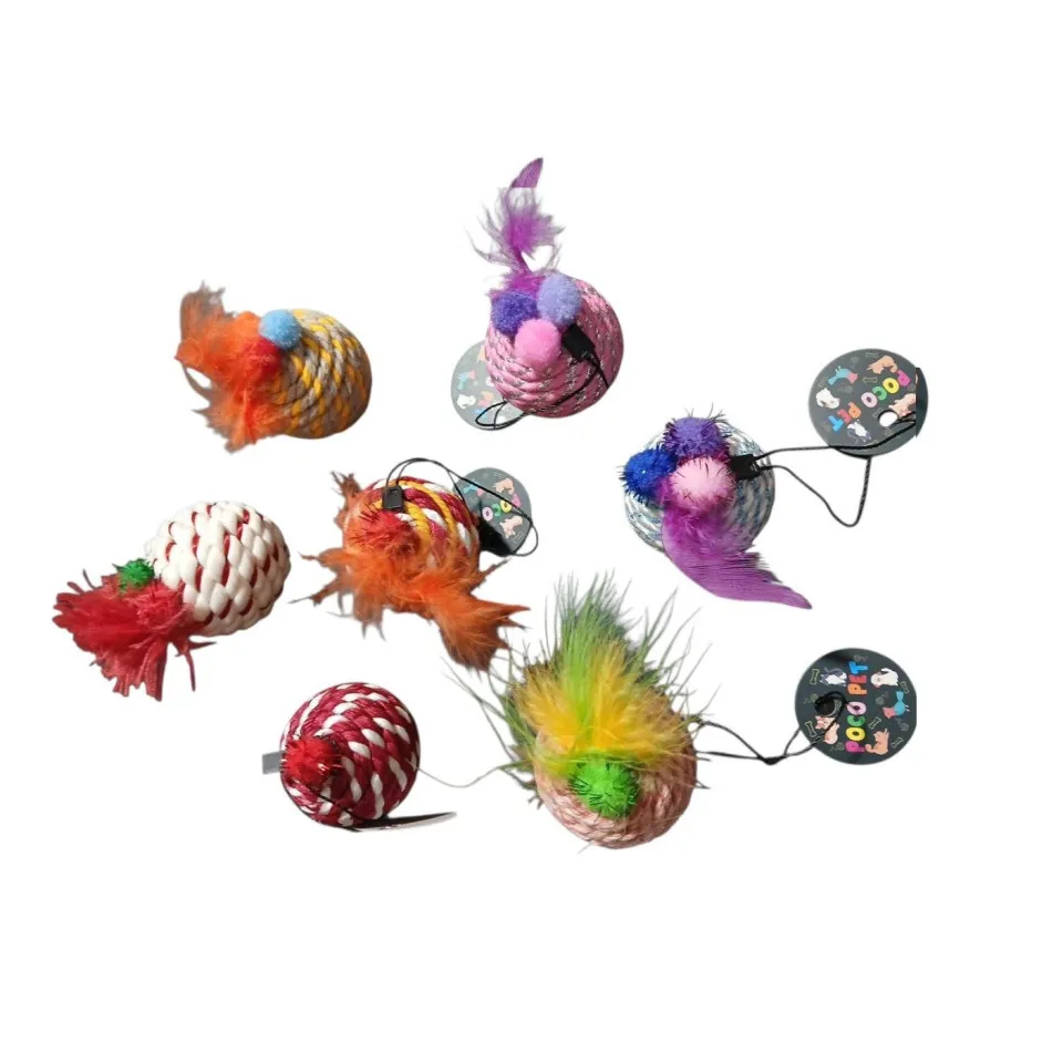 توپ بازی صدادار همراه با پر مخصوص گربه و سگ Sounding Toy Ball With Feathers For Cats & small Dogs 