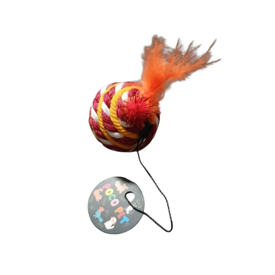 توپ بازی صدادار همراه با پر مخصوص گربه و سگ Sounding Toy Ball With Feathers For Cats & small Dogs 