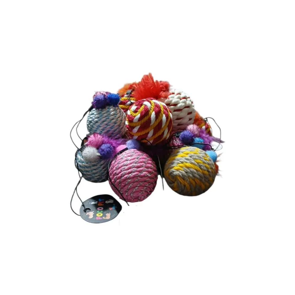 توپ بازی صدادار همراه با پر مخصوص گربه و سگ Sounding Toy Ball With Feathers For Cats & small Dogs 