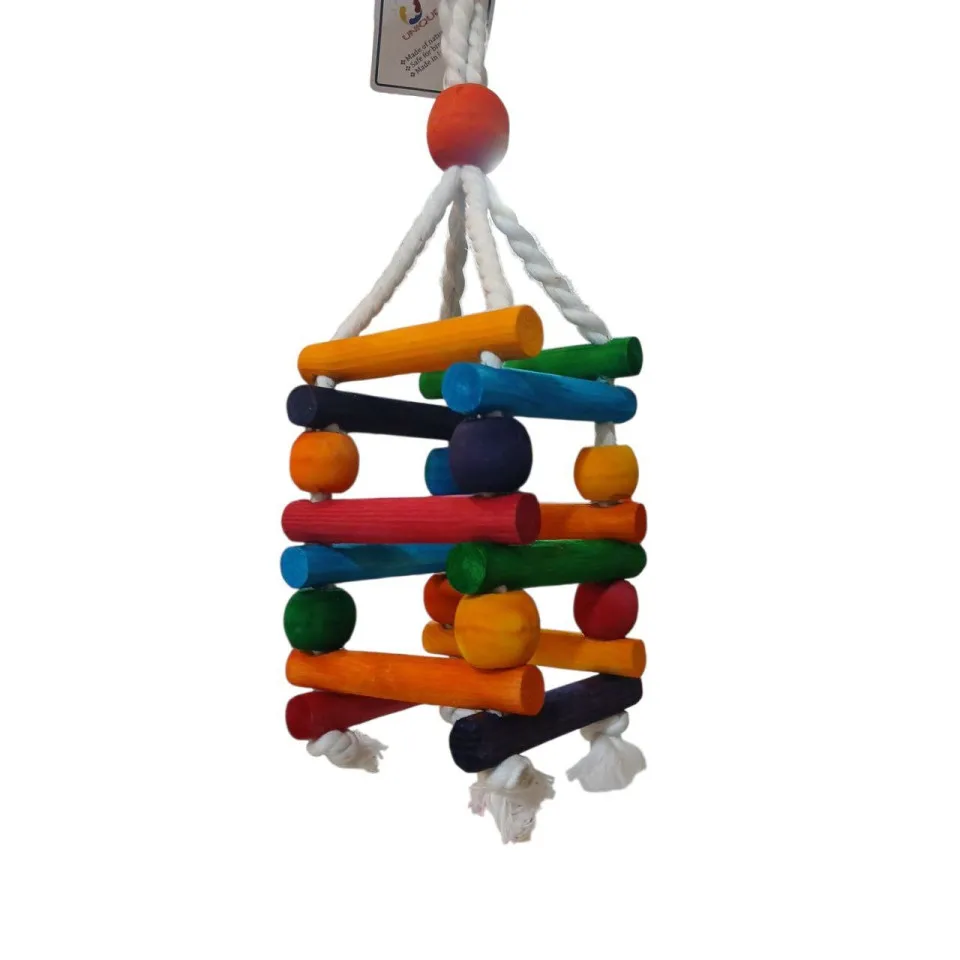 اسباب بازی پرنده یونیک آویز چوب رنگی مکعبی Unique Bird Woody Cube Toy