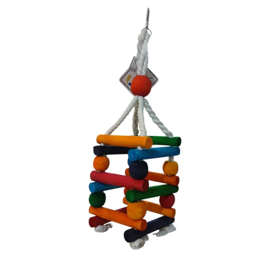 اسباب بازی پرنده یونیک آویز چوب رنگی مکعبی Unique Bird Woody Cube Toy