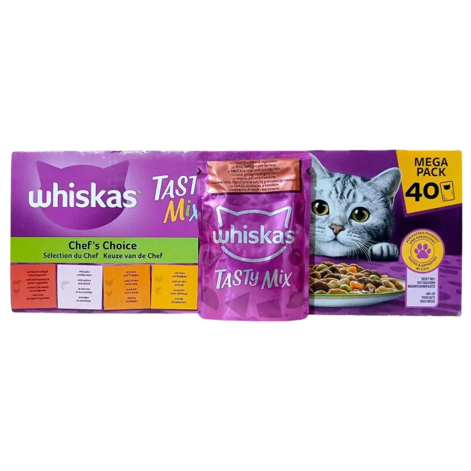 پوچ گربه ویسکاس گوشت و مرغ Whiskas Tasty Mix Beef, Chicke