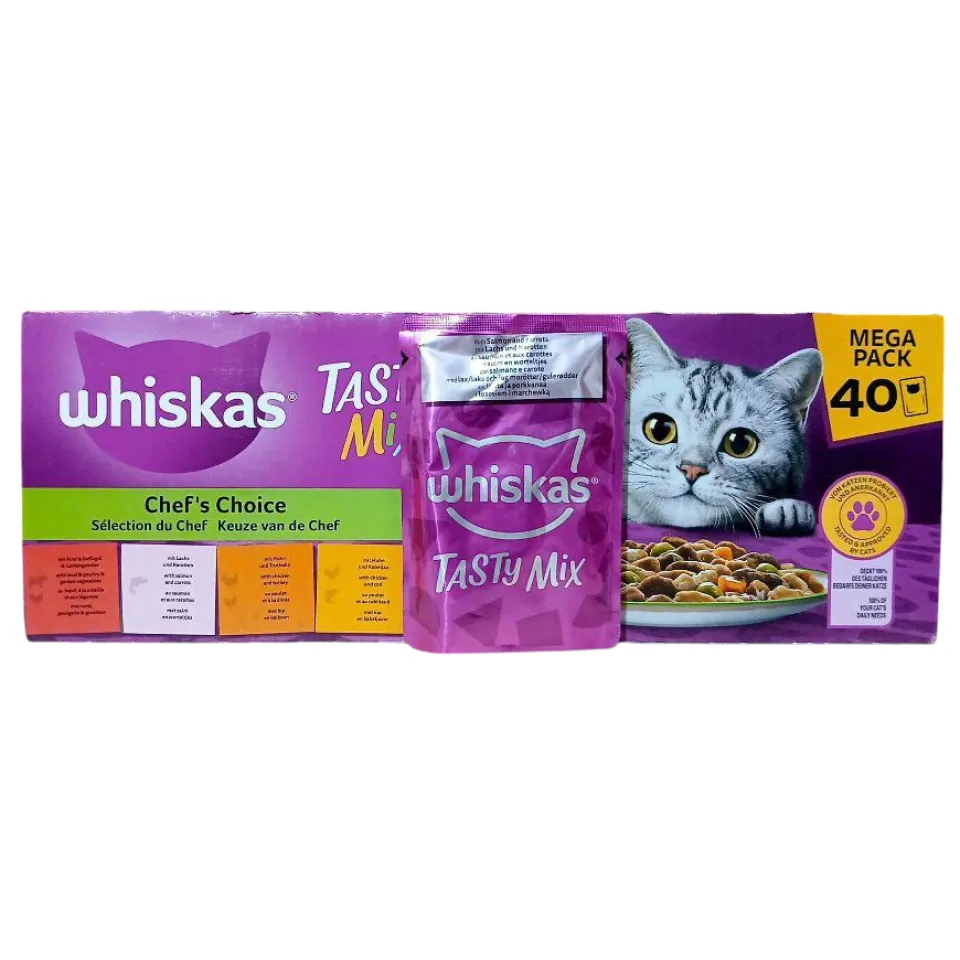 پوچ گربه ویسکاس حاوی ماهی سالمون و هویج Whiskas Tasty Mix Salmon & Carrot 