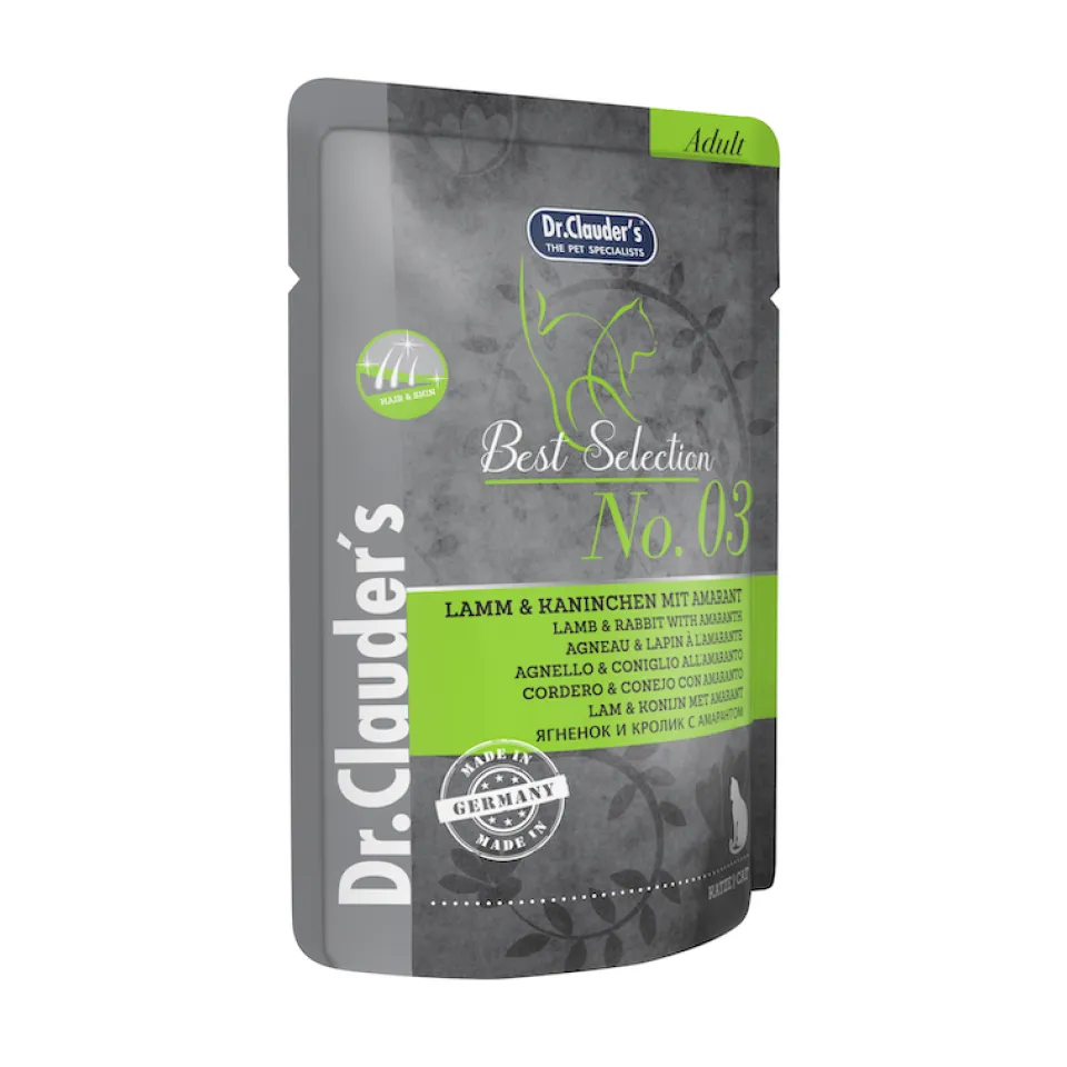 پوچ گربه دکتر کلادرز بره و حرگوش همراه با آمارانت  Dr. Clauder's Best selection Adult Lamb & Rabbit With Amaranth NO.3