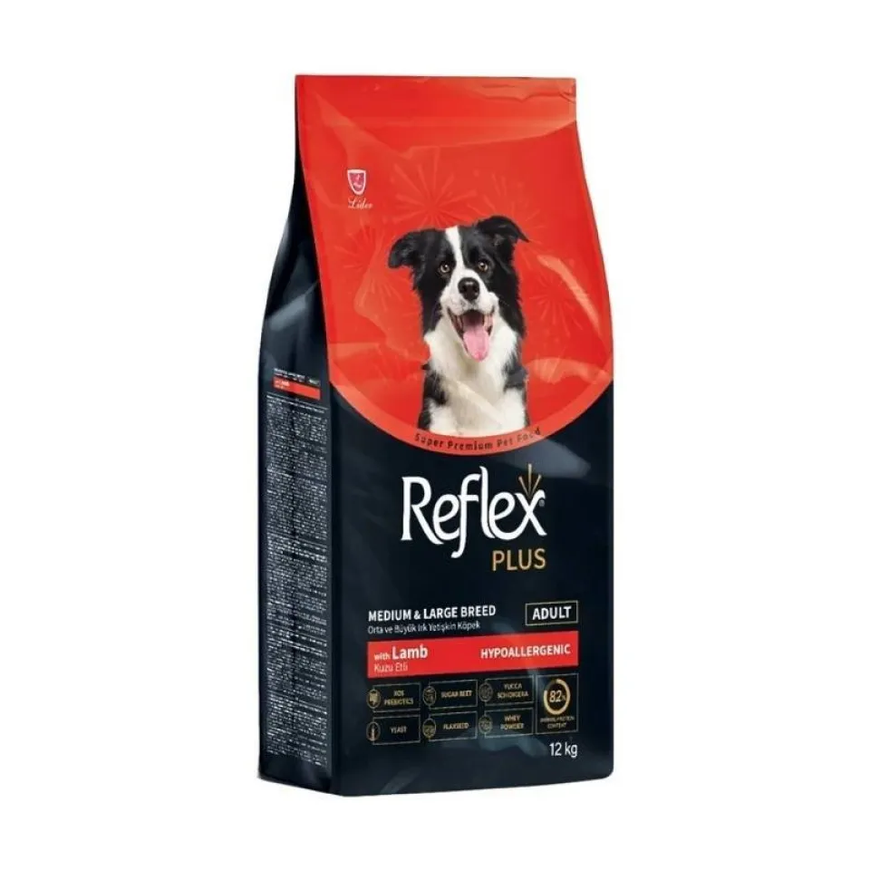 غذای خشک هایپوآلرژیک سگ بالغ نژاد متوسط و بزرگ رفلکس پلاس بره Reflex Plus Hypoallergenic Adult Dog Food-Lamb