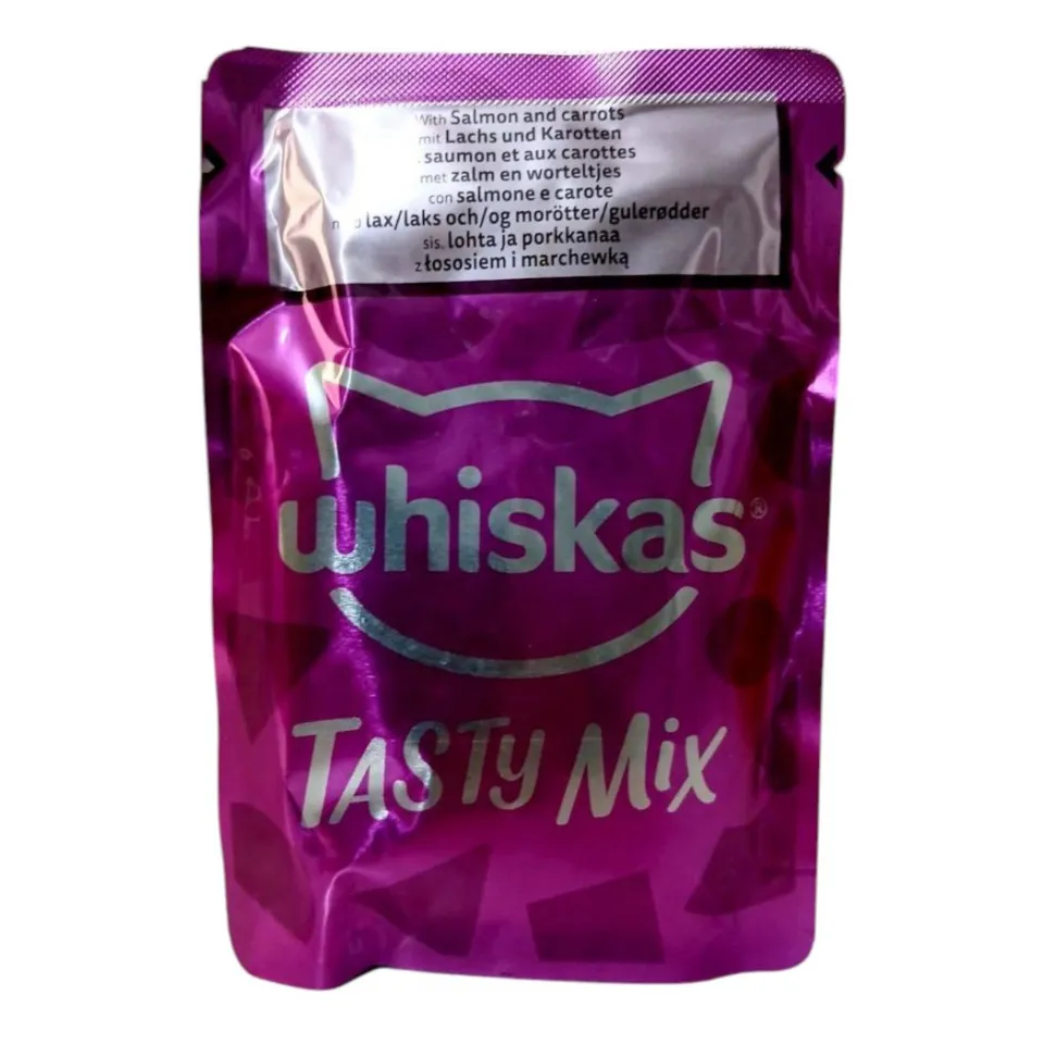 پوچ گربه ویسکاس حاوی ماهی سالمون و هویج Whiskas Tasty Mix Salmon & Carrot Whiskas Tasty Mix Salmon & Carrot