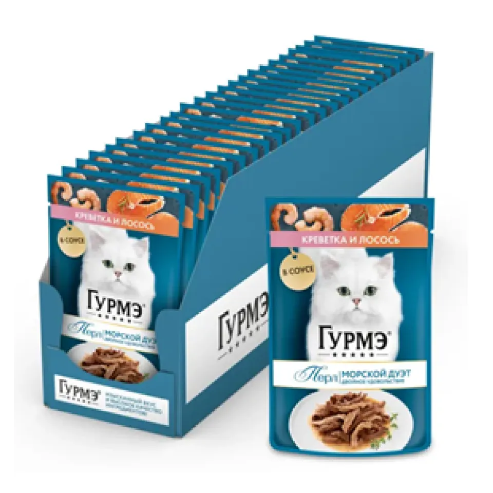 پوچ گربه گورمه پرله سالمون و میگو Purina Gourmet Perle Pouch Salmon & Shrimps