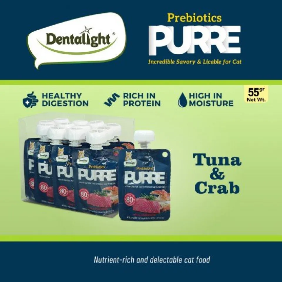 پودینگ گربه دنتالایت سالمون و میگو Dentalight Purre Prebiotics Creamy Cat Treats – Salmon & Shrimp Flavour-55g