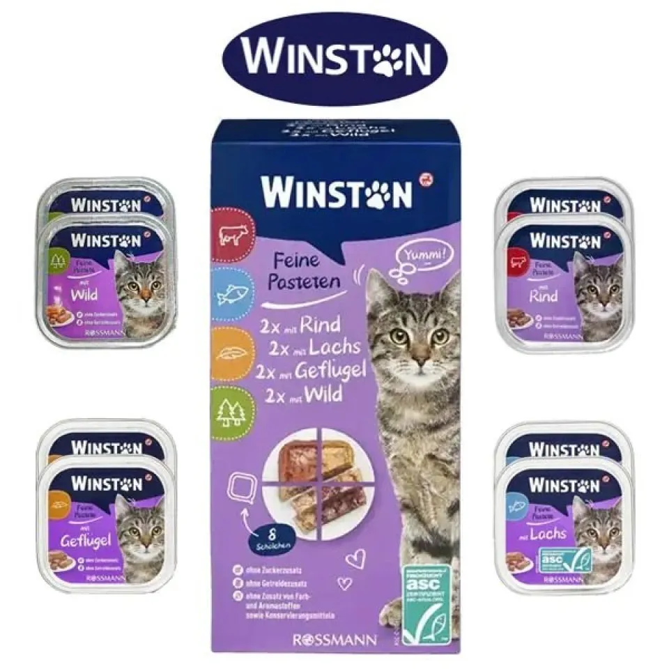 ووم گربه وینستون مولتی پک Winston Feine Pasteten Mit (Rind, Lachs, Geflugel, Wild)