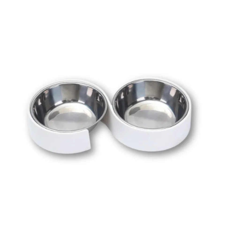 ظرف استیل دوقلو طرح S Saas Dual Feeding bowl