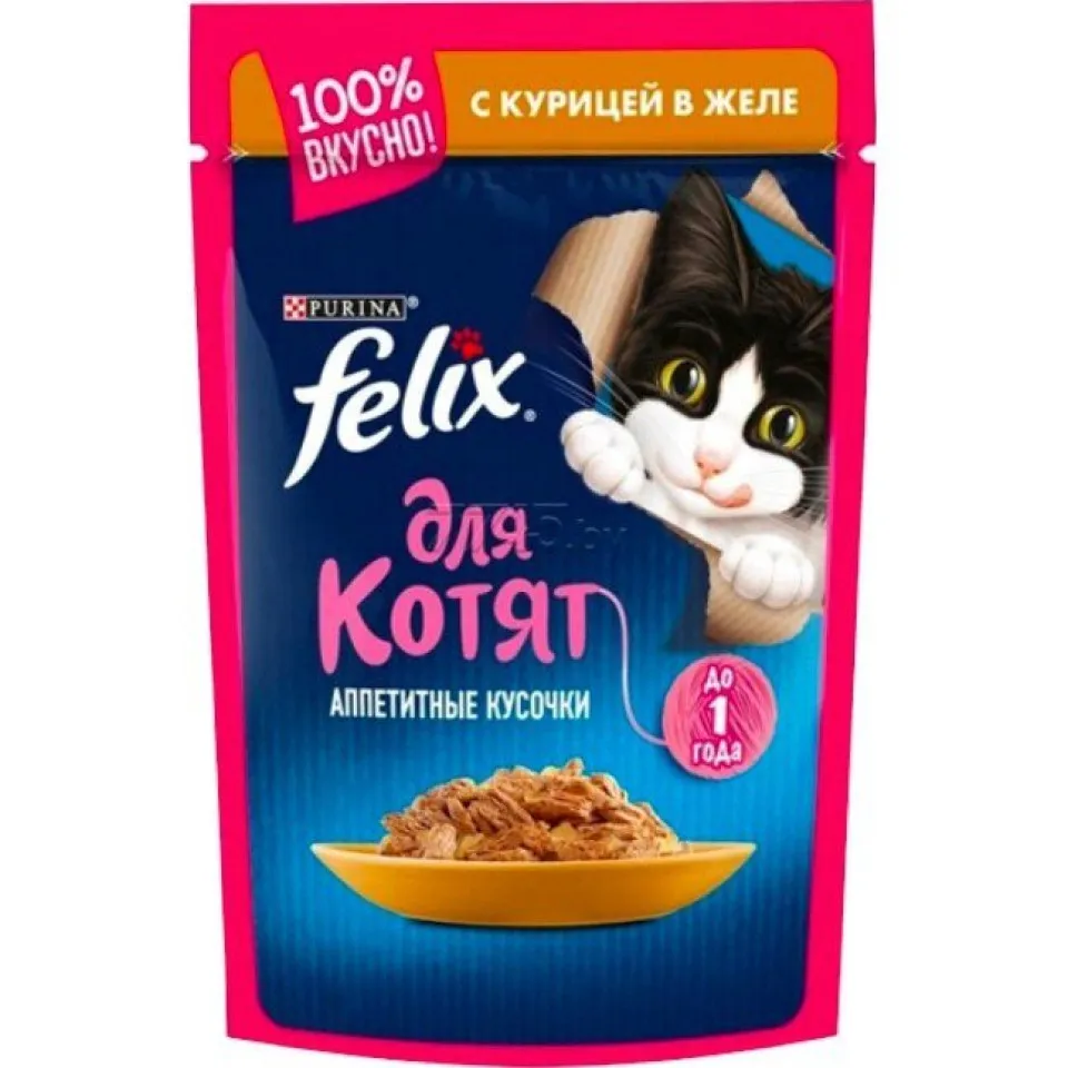 پوچ بچه گربه فلیکس مرغ Felix Junior Chicken